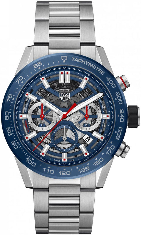 Buy Shop Tag Heuer Carrera Chronograph Blue Dial Silver Steel Strap Watch for Men - CBG2A11.BA0654 USA Online