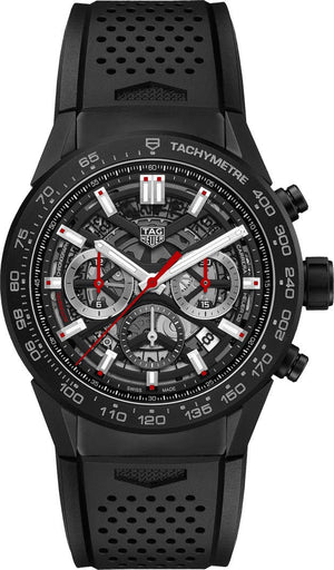 Buy Shop Tag Heuer Carrera Automatic Chronograph Black Dial Black Rubber Strap Watch for Men - CBG2A90.FT6173 USA Online