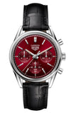 Buy Shop Tag Heuer Carrera Automatic Chronograph Red Dial Black Leather Strap Watch for Men - CBK221G.FC6479 USA Online