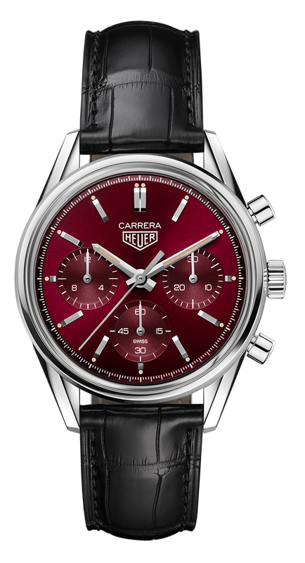 Buy Shop Tag Heuer Carrera Automatic Chronograph Red Dial Black Leather Strap Watch for Men - CBK221G.FC6479 USA Online