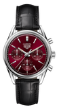 Buy Shop Tag Heuer Carrera Automatic Chronograph Red Dial Black Leather Strap Watch for Men - CBK221G.FC6479 USA Online