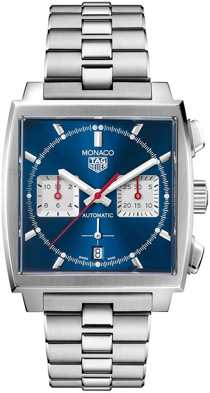 Buy Shop Tag Heuer Monaco Automatic Chronograph Blue Dial Silver Steel Strap Watch for Men - CBL2111.BA0644 USA Online