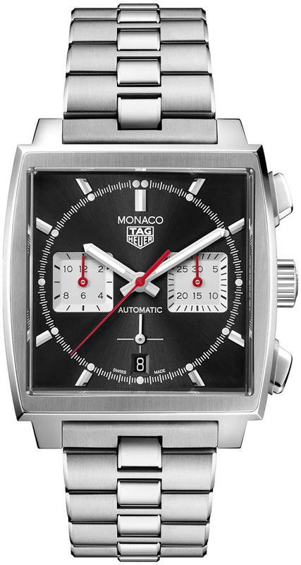 Buy Shop Tag Heuer Monaco Automatic Chronograph Black Dial Silver Steel Strap Watch for Men - CBL2113.BA0644 USA Online