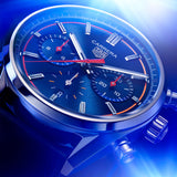 Buy Shop Tag Heuer Carrera Chronograph Blue Dial Blue Leather Strap Watch for Men - CBN201D.FC6543 USA Online