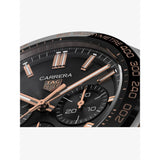 Buy Shop Tag Heuer Carrera Chronograph Black Dial Black Leather Strap Watch for Men - CBN2A5A.FC6481 USA Online