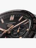 Buy Shop Tag Heuer Carrera Chronograph Black Dial Black Leather Strap Watch for Men - CBN2A5A.FC6481 USA Online