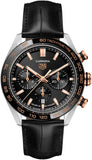 Buy Shop Tag Heuer Carrera Chronograph Black Dial Black Leather Strap Watch for Men - CBN2A5A.FC6481 USA Online