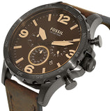 Buy Shop Fossil Nate Chronograph Brown Dial Brown Leather Strap Watch for Men - JR1487 USA Online