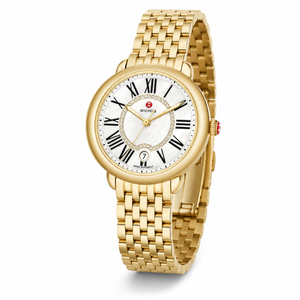 Buy Shop Michele Serein Silver Dial Gold Steel Strap Watch for Women - MWW21B000017 USA Online