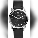 Buy Shop Fossil The Commuter Black Dial Black Leather Strap Watch for Men - FS5406 USA Online