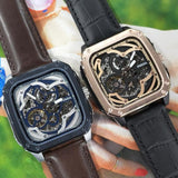 Buy Shop Fossil Inscription Automatic Skeleton Blue Dial Brown Leather Strap Watch for Men - BQ2571 USA Online