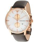Buy Shop Emporio Armani Gianni Classic Chronograph White Dial Brown Leather Strap Watch For Men - AR0398 USA Online