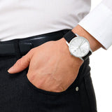 Buy Shop Calvin Klein City Date Silver Dial Black Leather Strap Watch for Men - K2G2G1C6 USA Online