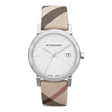 Buy Shop Burberry The City Nova Silver Dial White Leather Strap Watch for Women - BU9022 USA Online