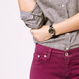 Buy Shop Fossil Georgia Black Dial Black Leather Strap Watch for Women - ES3148 USA Online