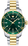 Movado Series 800 Green Dial Two Tone Steel Strap Watch for Men - 2600147