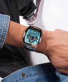 Buy Shop Guess Phoenix Multi Function Aqua Blue Dial Silver Steel Strap Watch for Men - GW0456G4 USA Online