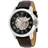 Buy Shop Fossil Grant Automatic Skeleton Black Dial Brown Leather Strap Watch for Men - ME3100 USA Online