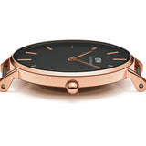 Buy Shop Daniel Wellington Classic Melrose Black Dial Rose Gold Mesh Bracelet Watch For Women - DW00100161 USA Online