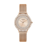 Buy Shop Guess Soiree Diamonds Rose Gold Dial Rose Gold Mesh Bracelet Watch for Women - GW0402L3 USA Online
