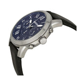 Buy Shop Fossil Grant Chronograph Blue Dial Black Leather Strap Watch for Men - FS4990 USA Online