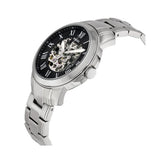 Buy Shop Fossil Grant Automatic Skeleton Black Dial Silver Steel Strap Watch for Men - ME3103 USA Online