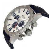 Buy Shop Fossil Nate Chronograph White Dial Blue Leather Strap Watch for Men - JR1480 USA Online