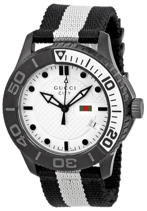 Buy Shop Gucci G Timeless XL White Dial Two Tone NATO Strap Watch For Men - YA126243 USA Online