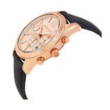 Buy Shop Michael Kors Lexington Chronograph Rose Gold Dial Black Leather Strap Watch For Men - MK8516 USA Online
