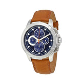 Buy Shop Michael Kors Ryker Chronograph Analog Blue Dial Brown Leather Strap Watch For Men - MK8518 USA Online