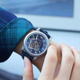 Buy Shop Emporio Armani Luigi Chronograph Blue Dial Black Leather Strap Watch For Men - AR60011 USA Online