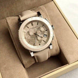 Buy Shop Burberry The City Chronograph Rose Gold Dial Beige Leather Strap Watch For Women - BU9702 USA Online