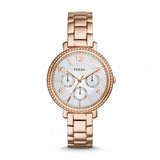 Buy Shop Fossil Jacqueline Multi Function Mother of Pearl Dial Rose Gold Steel Strap Watch for Women - ES3757 USA Online