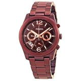Buy Shop Fossil Perfect Boyfriend Multifunction Maroon Dial Maroon Steel Strap Watch for Women - ES4110 USA Online