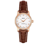 Mido Baroncelli III Automatic White Dial Brown Leather Strap Watch For Women - M7600.3.26.8