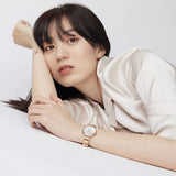 Buy Shop Calvin Klein Wavy White Dial Rose Gold Steel Strap Watch for Women - K9U23646 USA Online