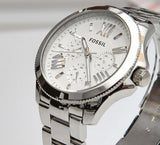 Buy Shop Fossil Cecile Multifunction Silver Dial Silver Steel Strap Watch for Women - AM4509 USA Online