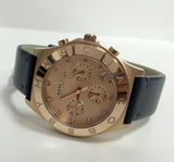 Buy Shop Marc Jacobs Blade Chronograph Rose Gold Dial Black Leather Strap Watch for Women - MBM1188 USA Online