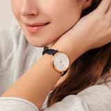 Buy Shop Fossil Jacqueline White Dial Blue Leather Strap Watch for Women - ES3843 USA Online