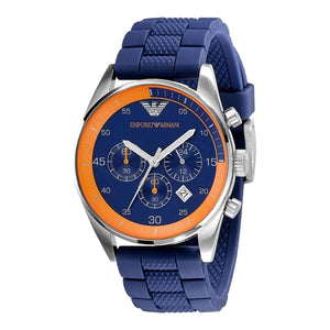 Buy Shop Emporio Armani Chronograph Blue Dial Blue Rubber Strap Watch For Men - AR5864 USA Online
