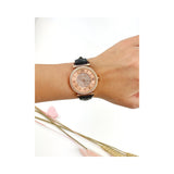 Buy Shop Michael Kors Catlin Rose Gold Crystal Dial Black Leather Strap Watch for Women - MK2376 USA Online