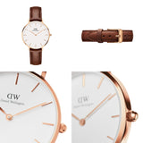 Buy Shop Daniel Wellington Classic Bristol White Dial Brown Leather Strap Watch For Women - DW00100039 USA Online