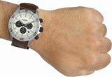 Buy Shop Fossil Retro Traveler Chronograph White Dial Brown Leather Strap Watch for Men - CH2886 USA Online