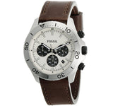 Buy Shop Fossil Retro Traveler Chronograph White Dial Brown Leather Strap Watch for Men - CH2886 USA Online