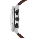 Buy Shop Fossil Retro Traveler Chronograph White Dial Brown Leather Strap Watch for Men - CH2886 USA Online