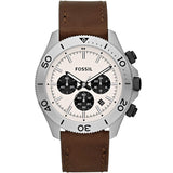 Buy Shop Fossil Retro Traveler Chronograph White Dial Brown Leather Strap Watch for Men - CH2886 USA Online