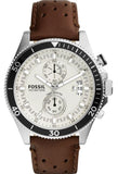 Buy Shop Fossil Wakefield Chronograph White Dial Brown Leather Strap Watch for Men - CH2943 USA Online