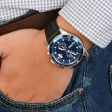 Buy Shop Fossil Wakefield Chronograph Blue Dial Black Leather Strap Watch for Women - CH2945 USA Online