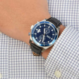 Buy Shop Fossil Wakefield Chronograph Blue Dial Black Leather Strap Watch for Women - CH2945 USA Online