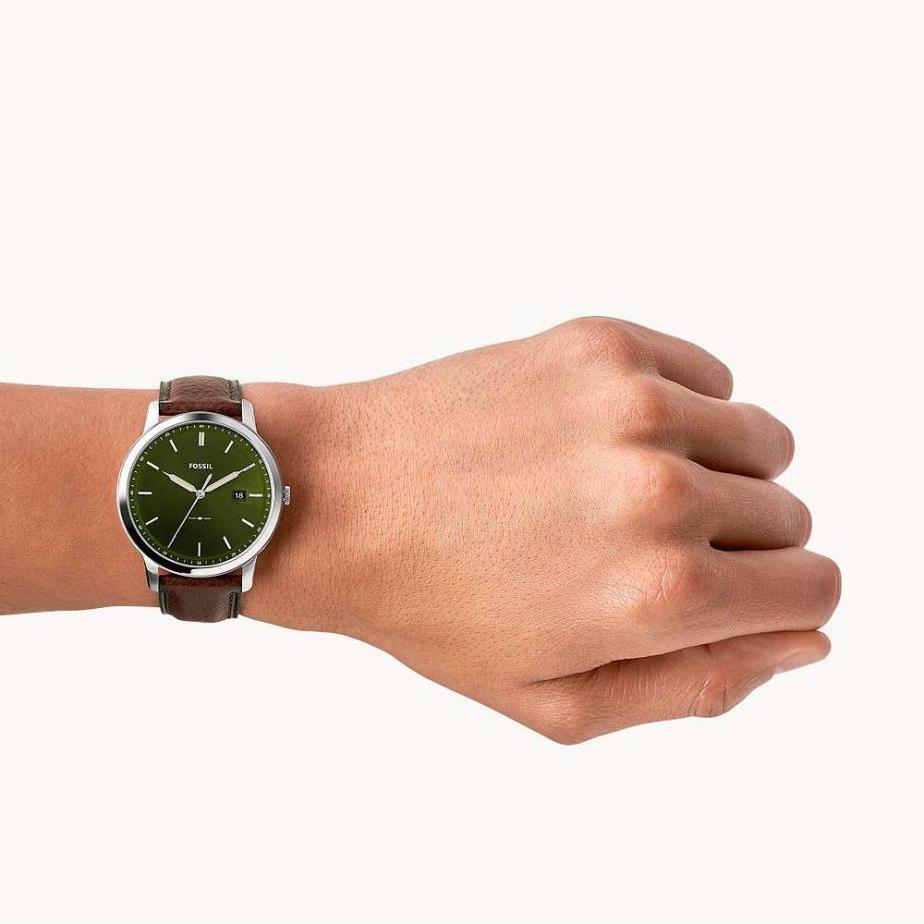 Buy Shop Fossil The Minimalist 3H Black Dial Brown Leather Strap Watch for Men - FS5464 USA Online